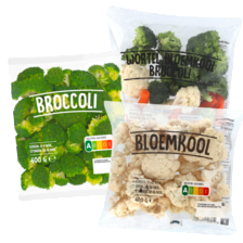 Bloemkool-, broccoliroosjes of wortel-bloemkool-broccoli mix